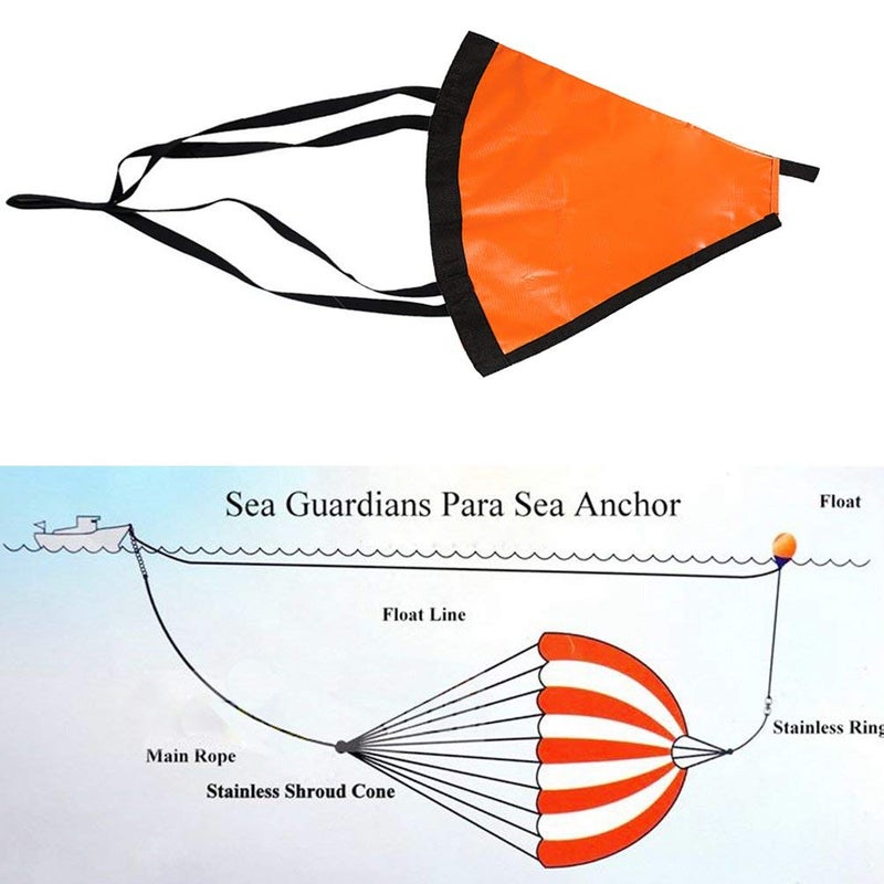 MOOCY Sea Anchor Drift Sock,24â€/32â€/42â€ Trolling Parachute Drift Anchor,Fabric Boat Anchor for Marine Boat/Yacht/Jet Ski/Inflatable/Power Boat/Sail Boat - Image 5